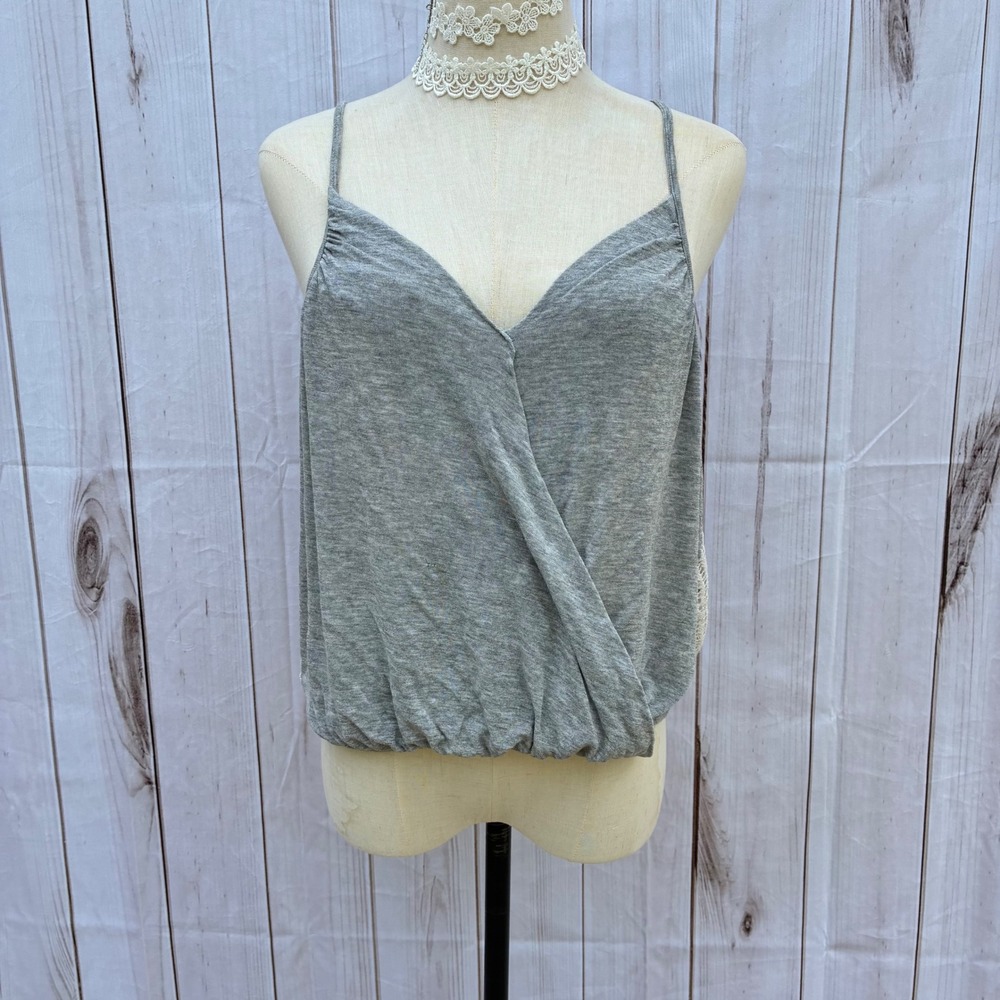 Free People Intimately Gray Lace Side Surplice Strappy Back Tank Top Small